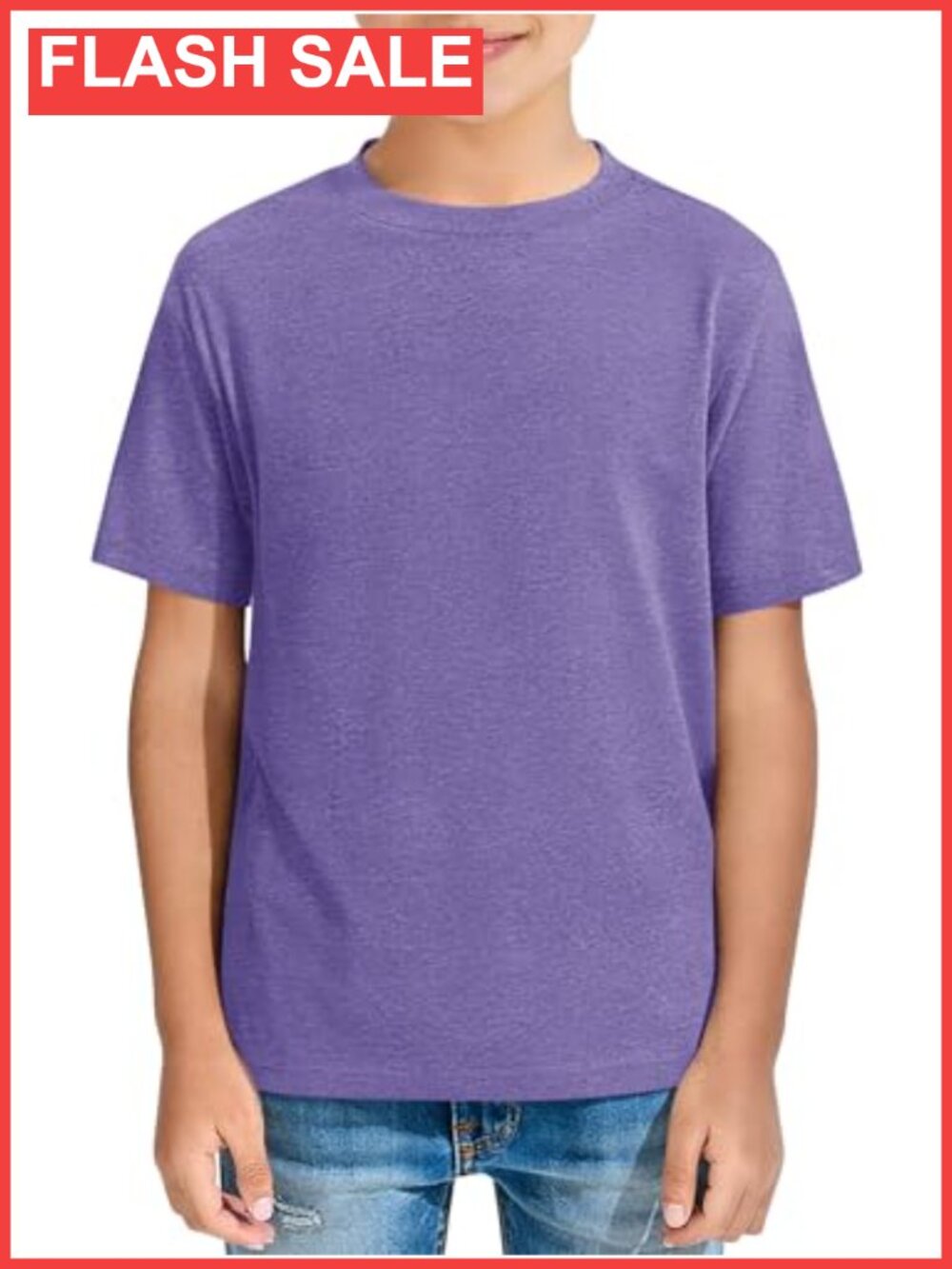 Boys Short Sleeve Crewneck T-Shirt Soft Solid Color Summer Tee